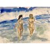 “Girls at the Sea” – Original Female Nude Watercolor by Marina Stognieva